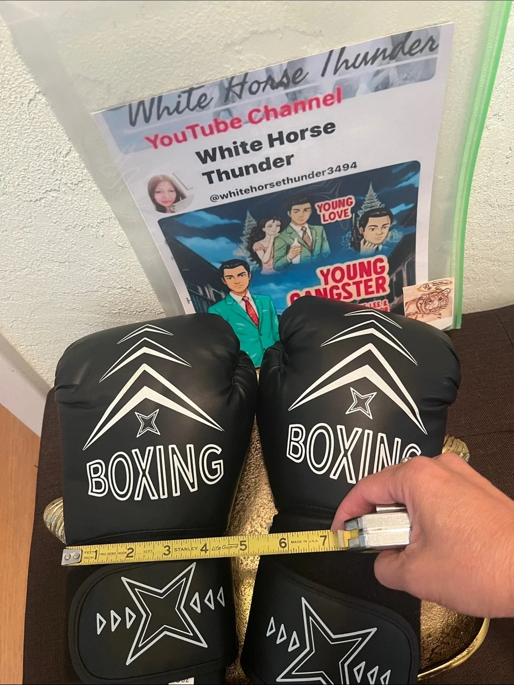 #1332**Black Boxing Gloves with White Graphics - Picture 8 of 15